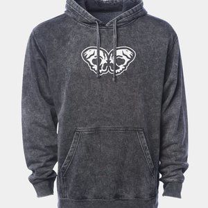 Strength & Heart - Min-Wash Black/White, 'Til Death, Butterfly Pullover Hoodie